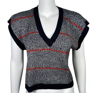 Vintage Cos Cob Sweater Vest Womens Size M Pullover V Neck Striped Boxy
